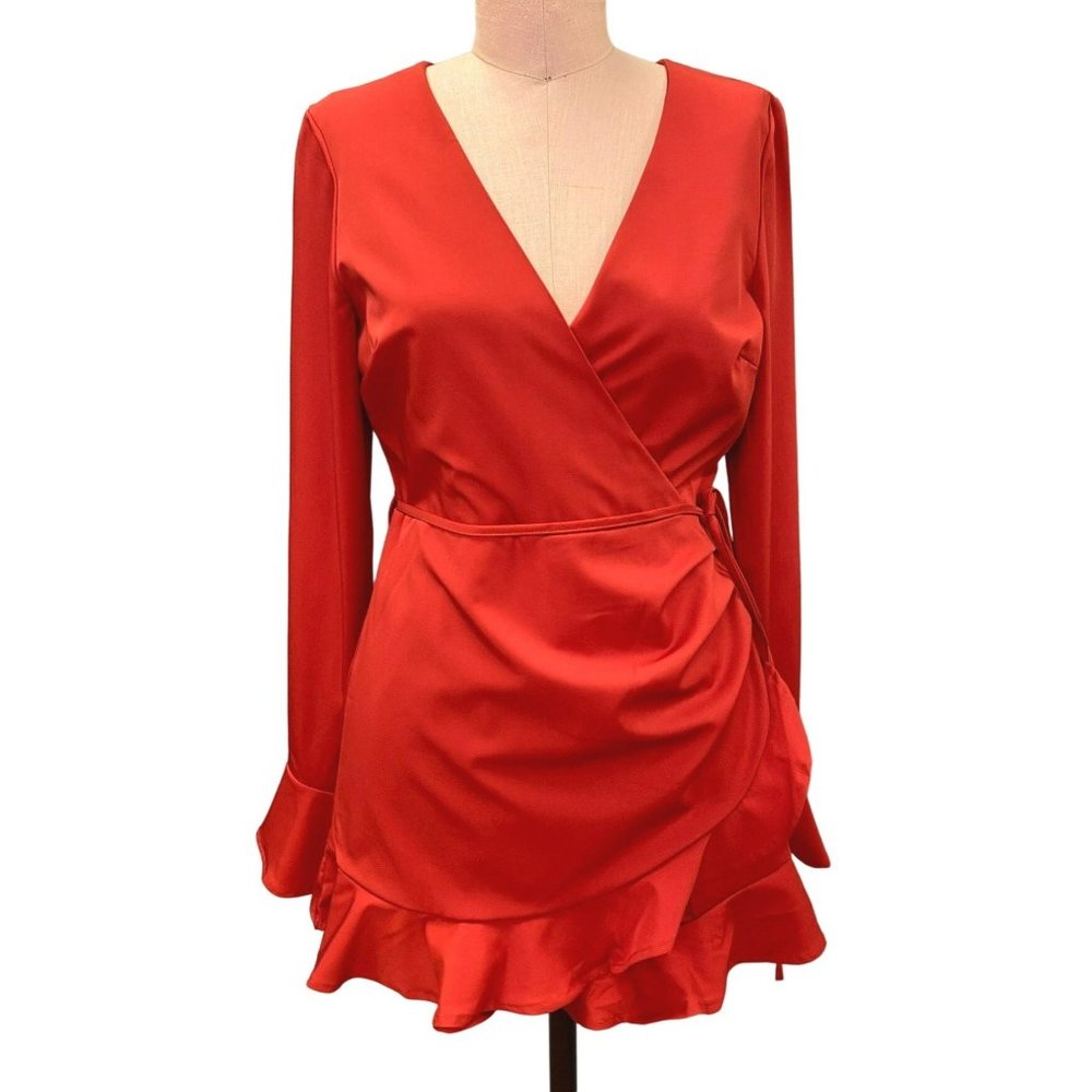 Blue Blush Long Sleeve Ruffle Romper Rust Red Size Small NWT